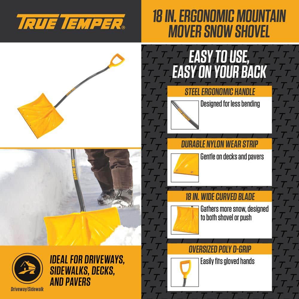 37.4 in. Metal Handle Plastic Blade Ergonomic Mountain Mover Snow Shovel (Pack of 2) - Hercitys