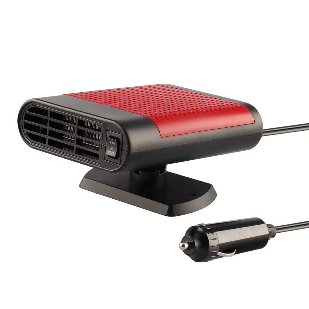 12-Volt Portable Car Heater & Defroster 150-Watt Electric Fast Heating in 30-Seconds, Plugs Into Cigarette Lighter (Red) - Hercitys