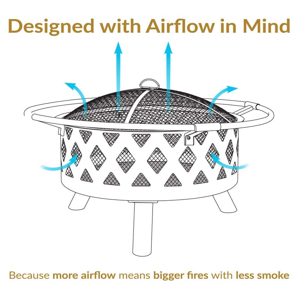 30 in. (76.2 cm) Black Crossweave Fire Bowl Fire Pit - Hercitys