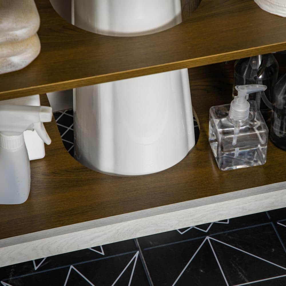 23.5″ W x 11.75″ D x 23.5″ H in Antique White Modern Ready to Assemble Bathroom Sink Cabinet with Adjustable Shelf - Hercitys