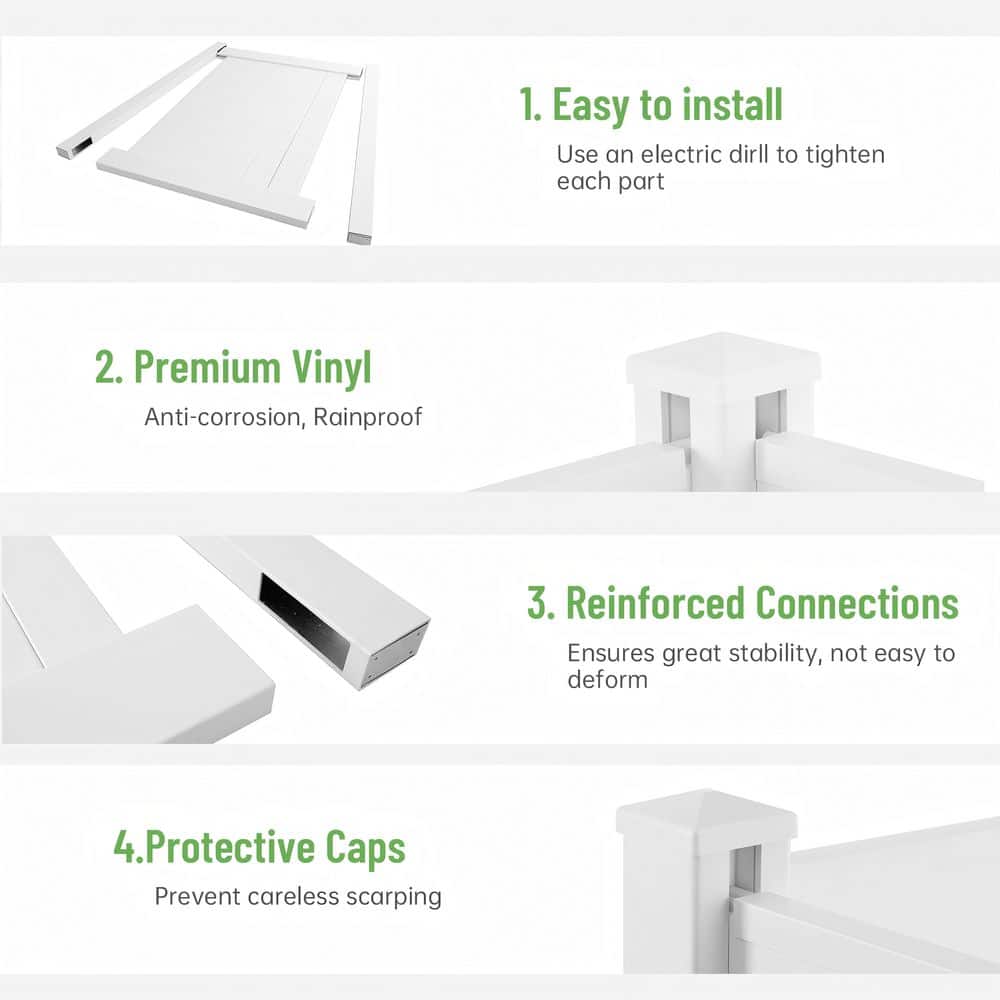 50 in. W x 50 in. H 2-Panels Vinyl Fence Privacy Screen - Hercitys