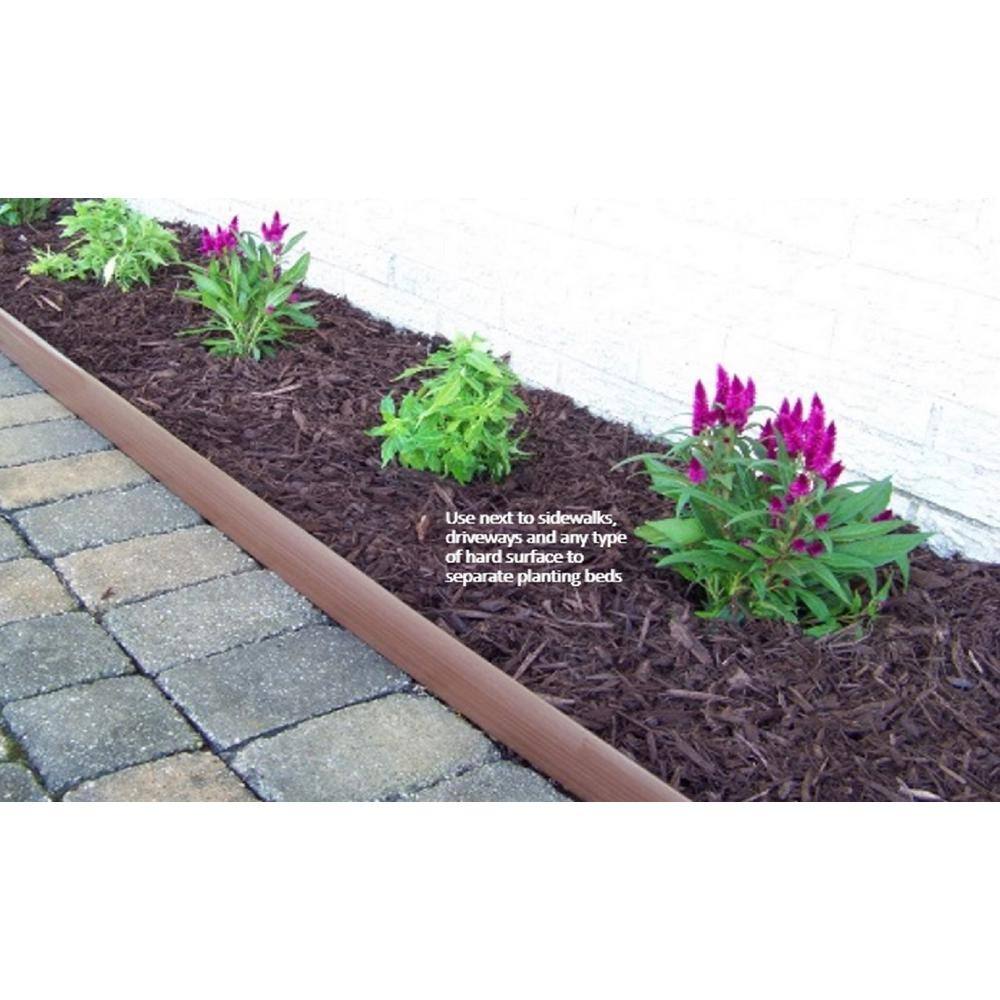 20 ft. L x 2 in. W x 3 in. H Light Brown Tall Resin Innovative Edge No Dig Edging with 9 in. Poly Stakes (10-Quantity) - Hercitys