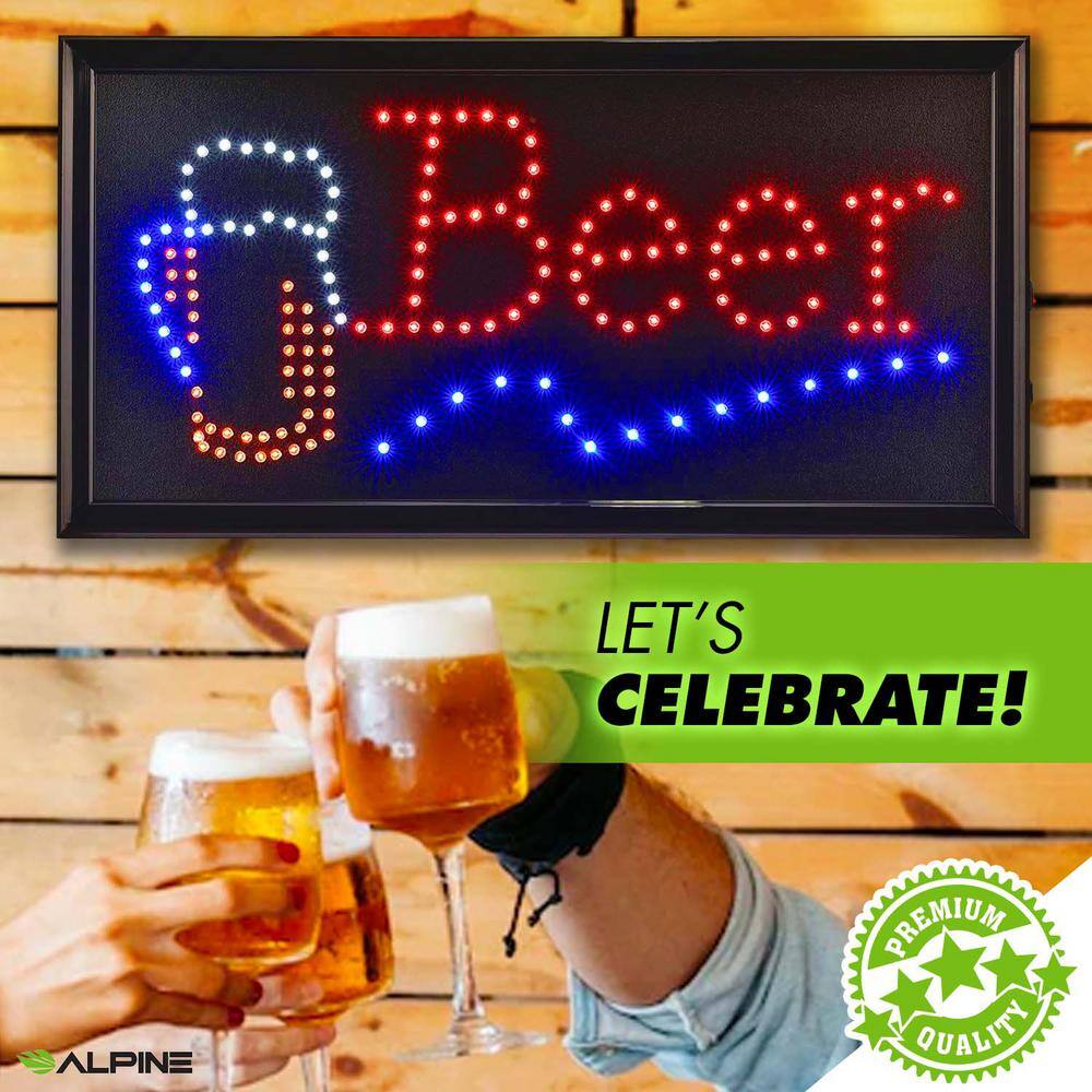 19 in. x 10 in. LED Rectangular Beer Sign with 2 Display Modes (2-Pack) - Hercitys
