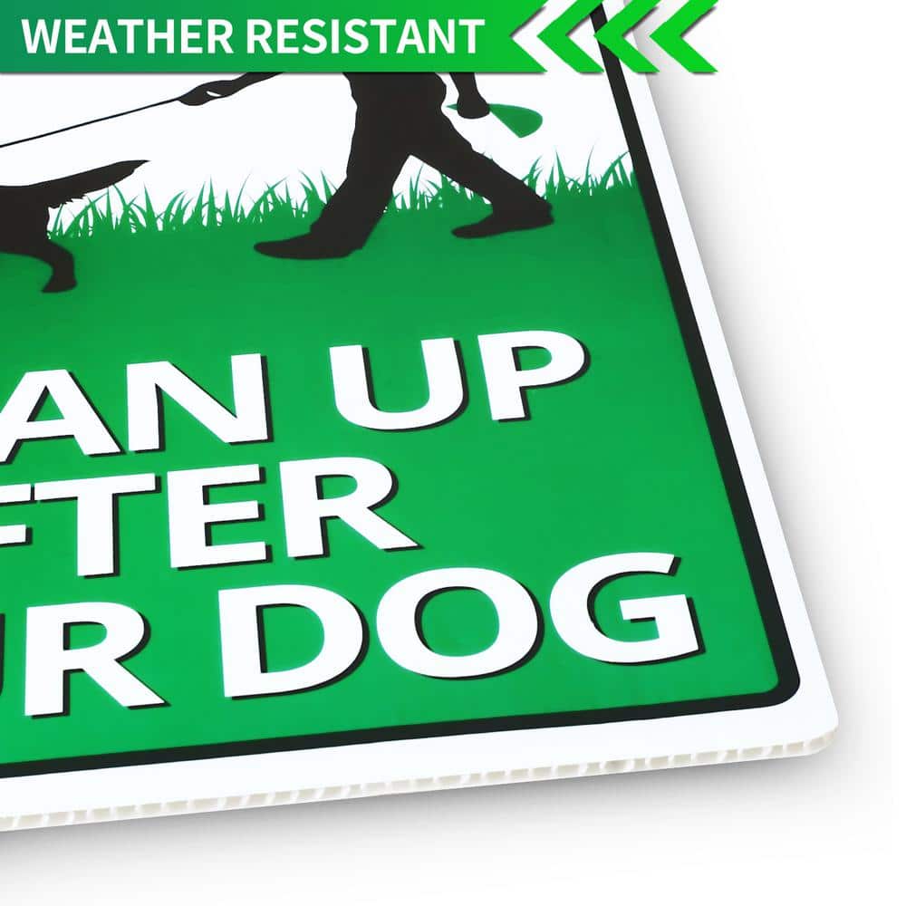 12 in. x 9 in. Clean Up After Your Dog Yard Sign, No Pooping Peeing Dogs Lawn Signs - Hercitys