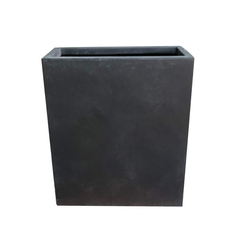 26.8 in. Tall Charcoal Lightweight Concrete Modern Long and High Rectangle Planter - Hercitys