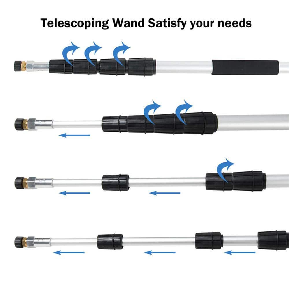 18 ft. Telescoping Pressure Washer Extension Wand Kit with 5 Spray Nozzles - Hercitys