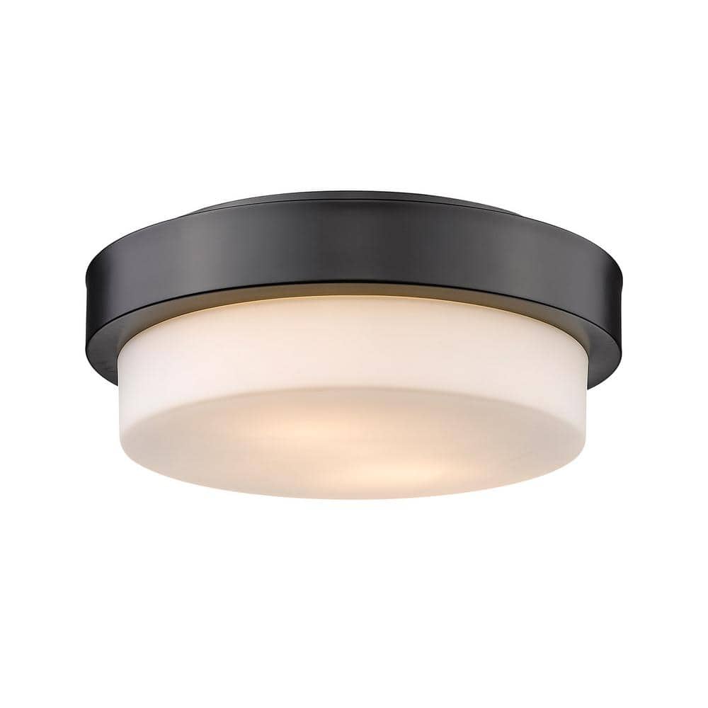 11 in. 2-Light Black Flush Mount - Hercitys