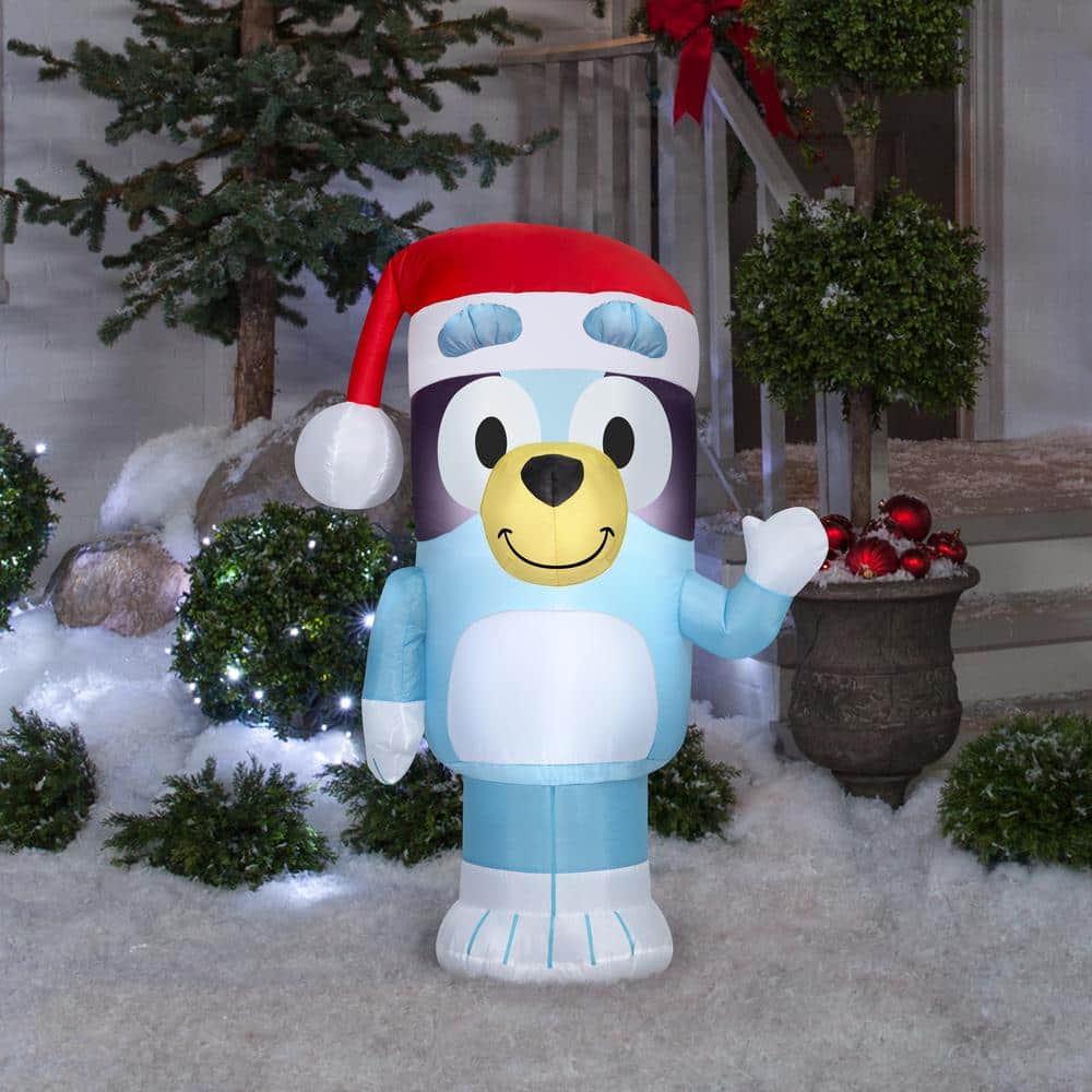 3.5 ft. H x 2 ft. W x 2 ft. 76 in. L LED Lighted Christmas Inflatable Airblown-Bluey in Santa Hat-SM-Bluey - Hercitys