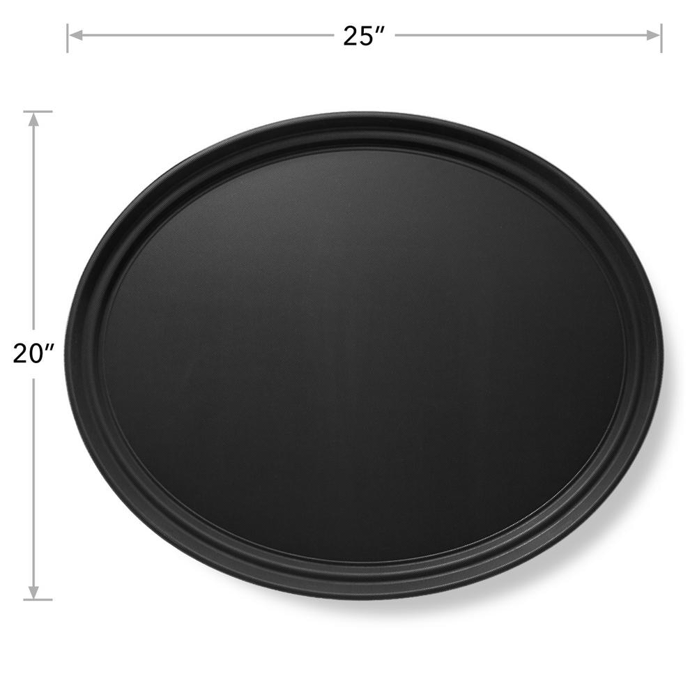 25 in. x 20 in. x .1.25 in. Oval Plastic Non-Slip Restaurant Serving Tray, Black – NSF Food Service - Hercitys
