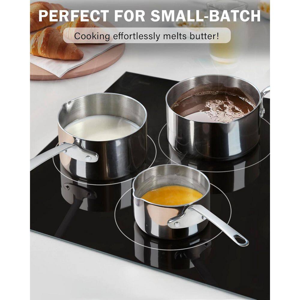 0.15 qt. Multi-Ply Clad Stainless Steel Butter Warmer Small Sauce Pan, Mini Butter Chocolate Milk Melting Pot - Hercitys