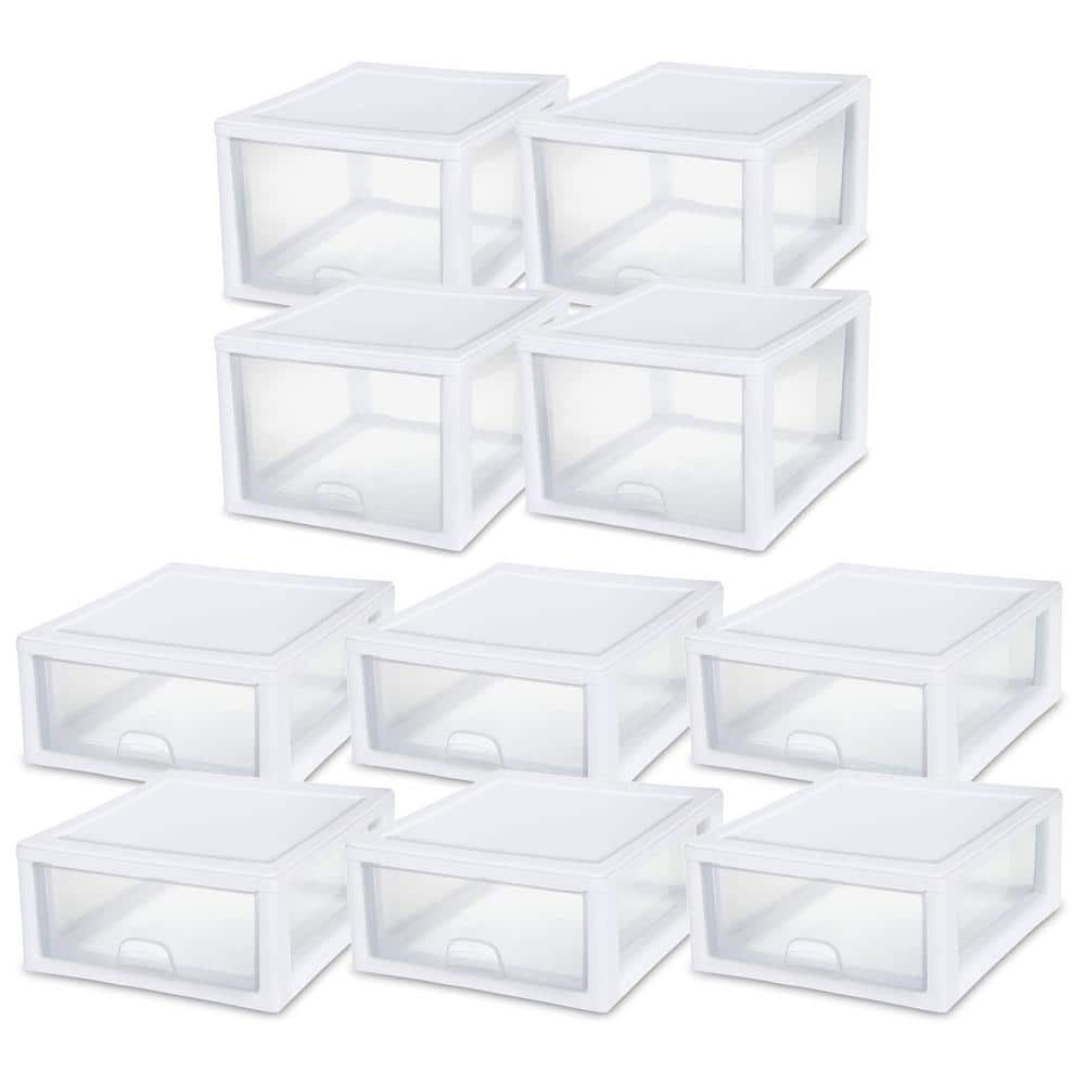27 Qt Stacking Storage Drawer Container (4 Pack) + 16 Qt Box (6 Pack) - Hercitys
