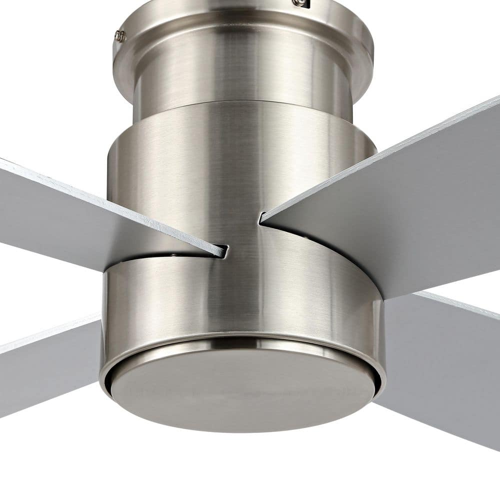 52 in. Nickel Flush Mount DC Ceiling Fan without Lights, 4 Reversible Blades - Hercitys