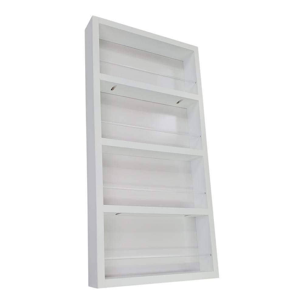 3.5 in. x 11 in. x 28 in. Malibu White Enamel Wood Spice Rack - Hercitys