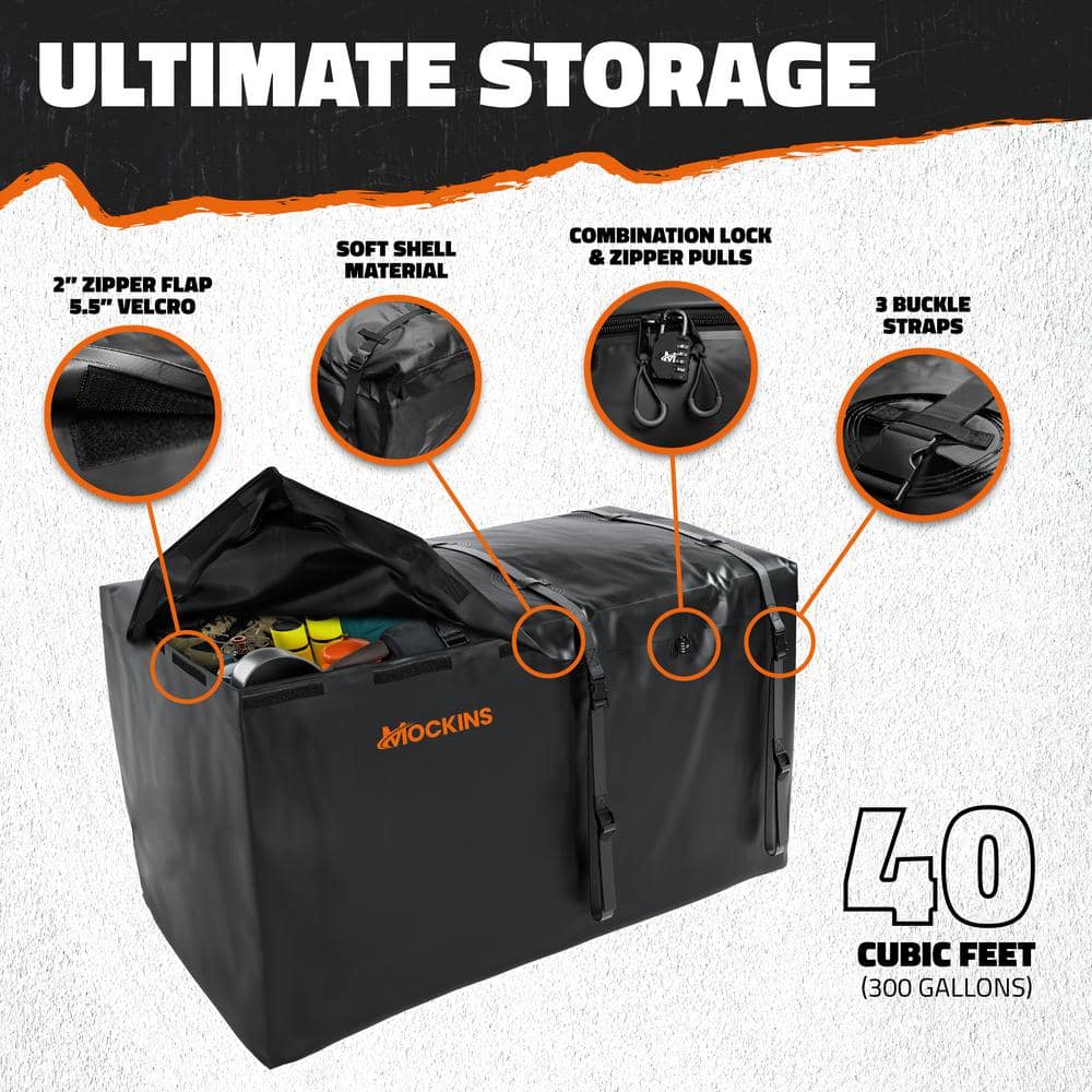 40 cu. Ft. Waterproof Cargo Carrier Bag 70 in. x 33 in. x 30 in. Hitch Bag with Lock, Straps and Carry Bag - Hercitys