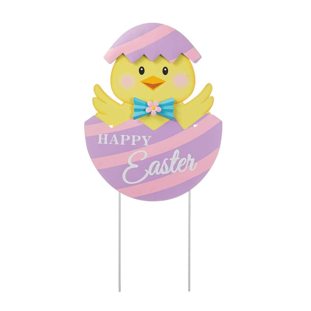 24 in.H Easter Metal Chick Egg Yard Stake (KD) - Hercitys