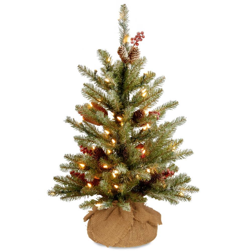 3 ft. Battery Operated Dunhill Fir Artificial Christmas Tree with Warm White LED Lights - Hercitys