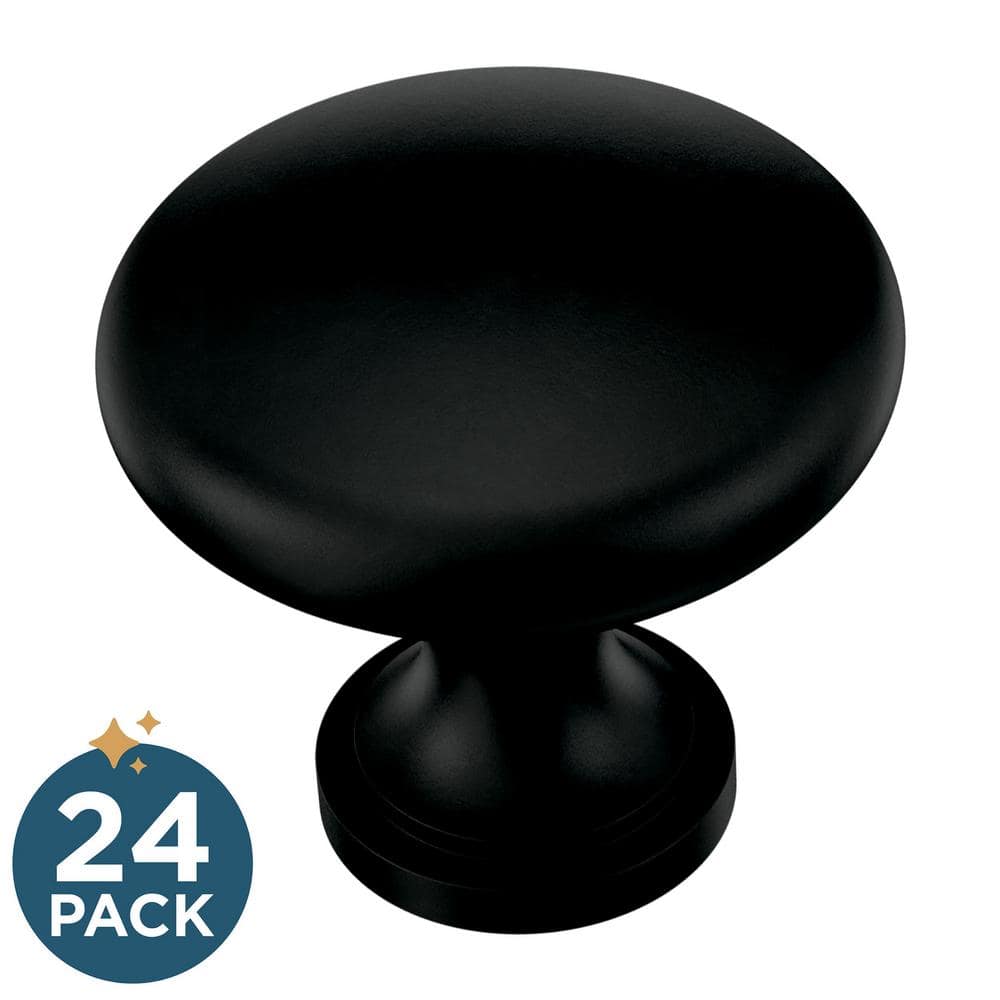 24-Pack Round 1-3/16 in. (30 mm) Classic Matte Black Round Cabinet Knobs - Hercitys