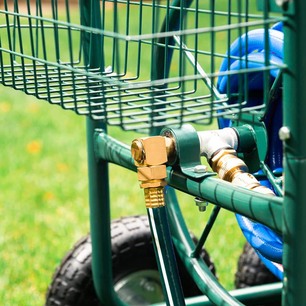 250 ft. Green Steel 4-Wheel Garden Hose Reel Cart - Hercitys