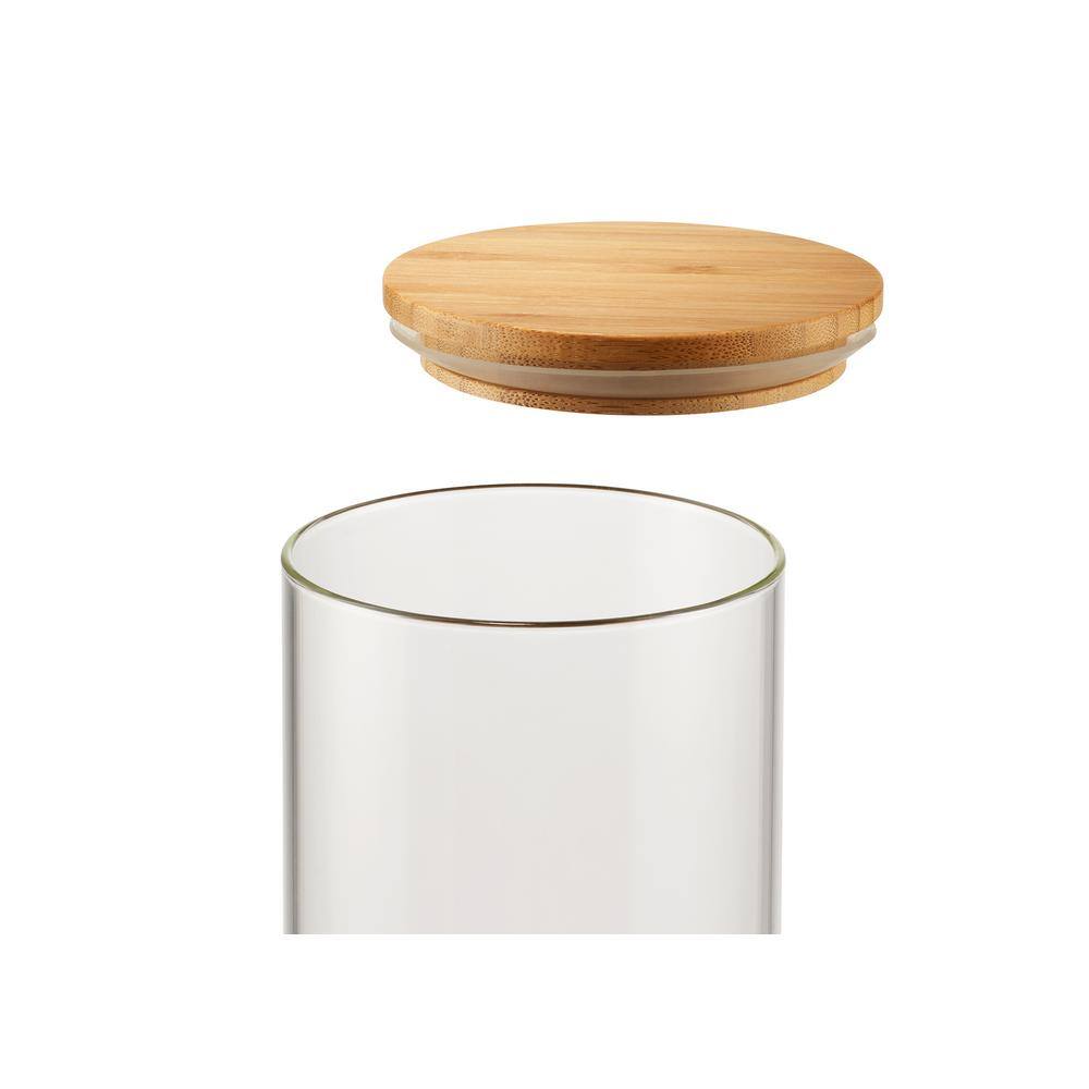 3-Piece Glass and Bamboo Canister Set – A - Hercitys