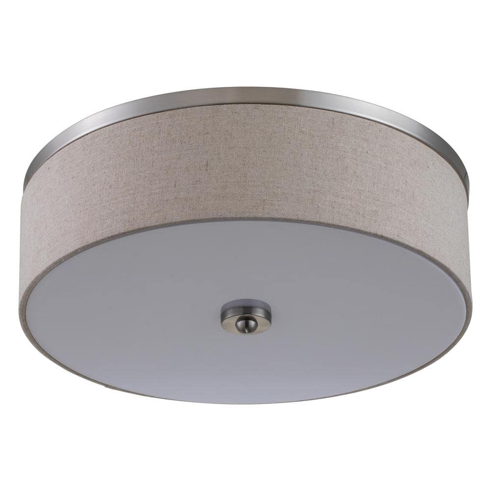 15 in. Brushed Nickel Dimmable 23-Watt Selectable LED Flush Mount Ceiling Light 3000K/4000K/5000K with Fabric Shade - Hercitys