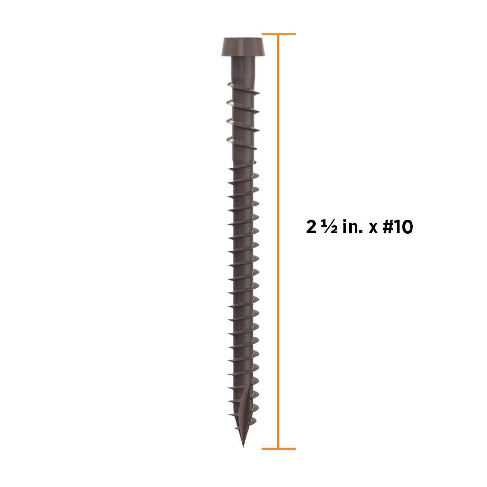 #10 2-1/2 in. Dark Brown Star Drive Trim-Head Composite Deck Screw (100-Count) - Hercitys