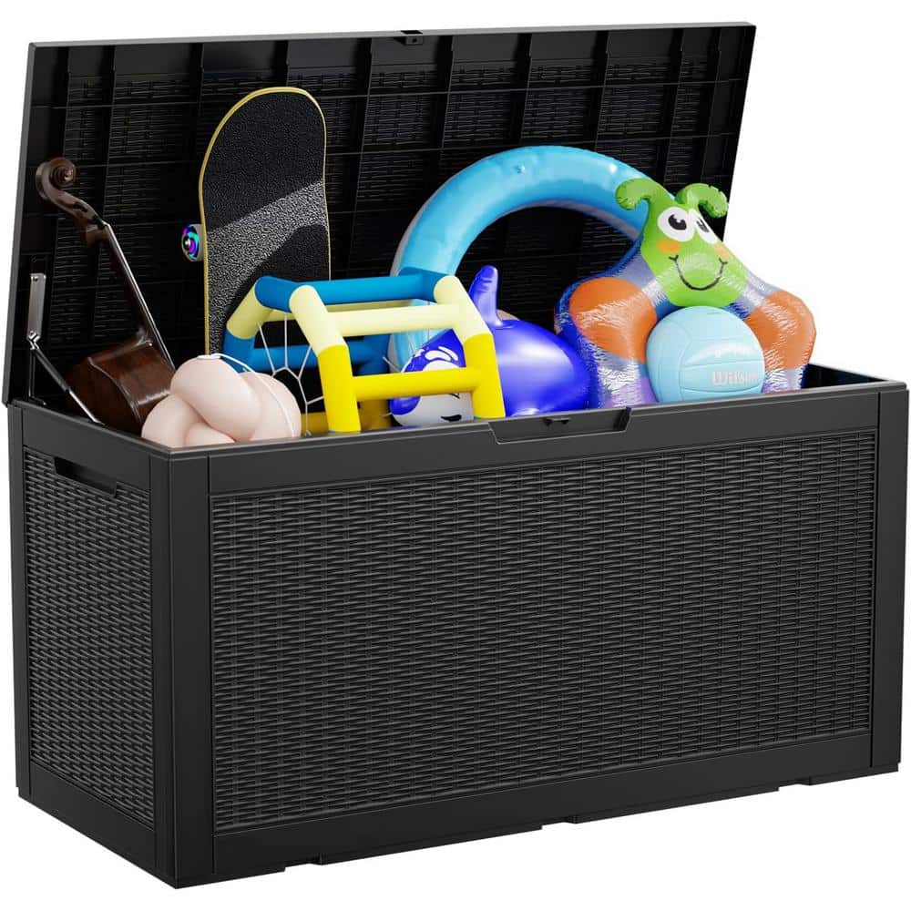 100 gal. Black Resin Outdoor Storage Deck Box - Hercitys