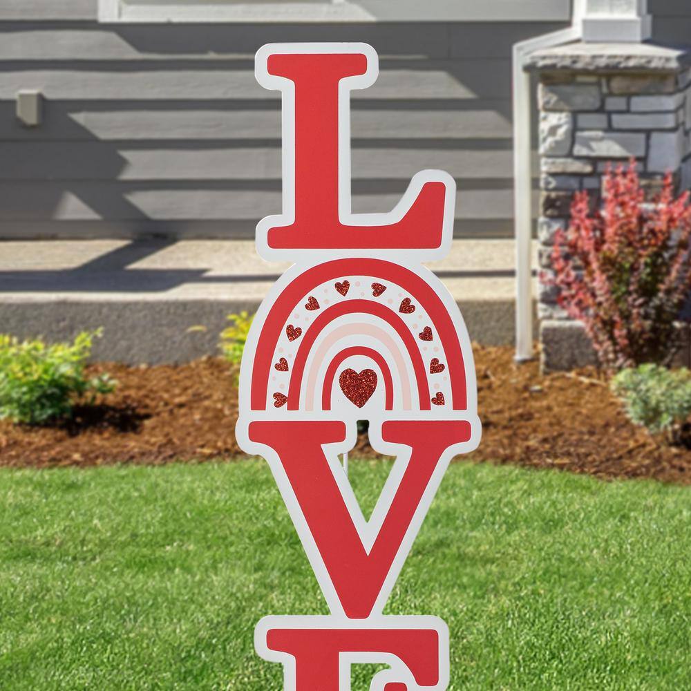 36 in. H Valentine’s Metal Rainbow  in.LOVE in. Yard Stake（KD, 2 Function) - Hercitys