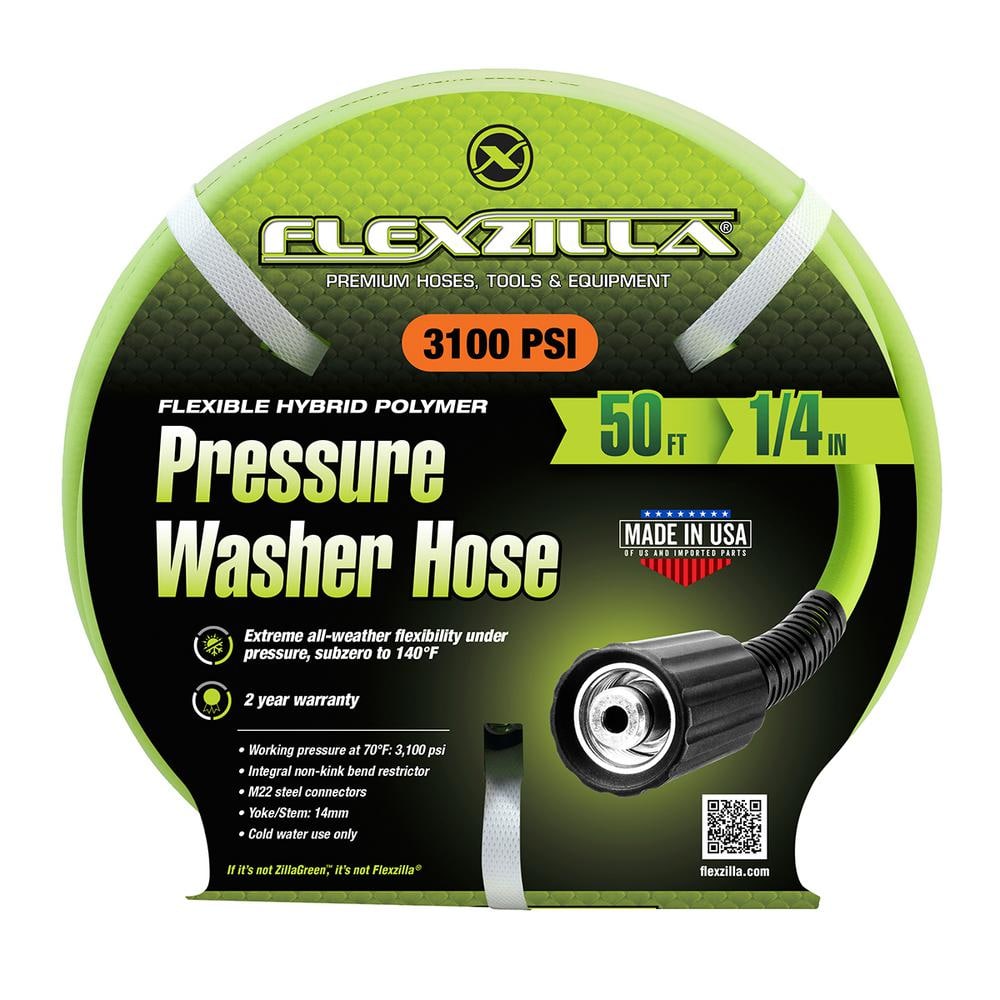1/4 in. x 50 ft. 3100 PSI M22 Fittings No Kink Flexible Pressure Washer Hose - Hercitys