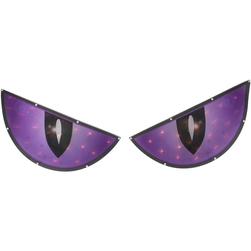 42 in. Lighted Purple and Black Eyes Halloween Window Silhouette Decoration - Hercitys