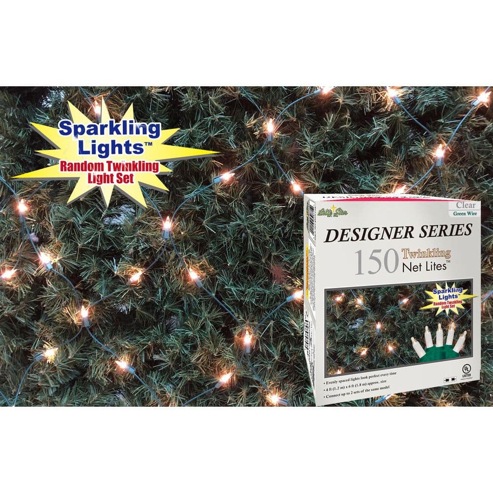 150-Light 4 ft. x 6 ft. Clear Twinkling Net Lights - Hercitys