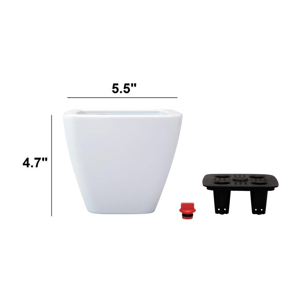 5.5/10 in. White Square Cone Plastic Self-watering Planter Pot, Set of 2 - Hercitys