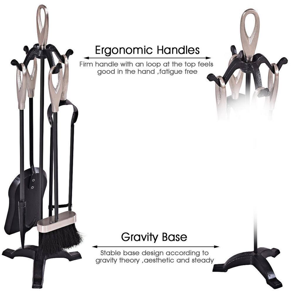 5-Piece Stylish Iron Fireplace Tools Set - Hercitys