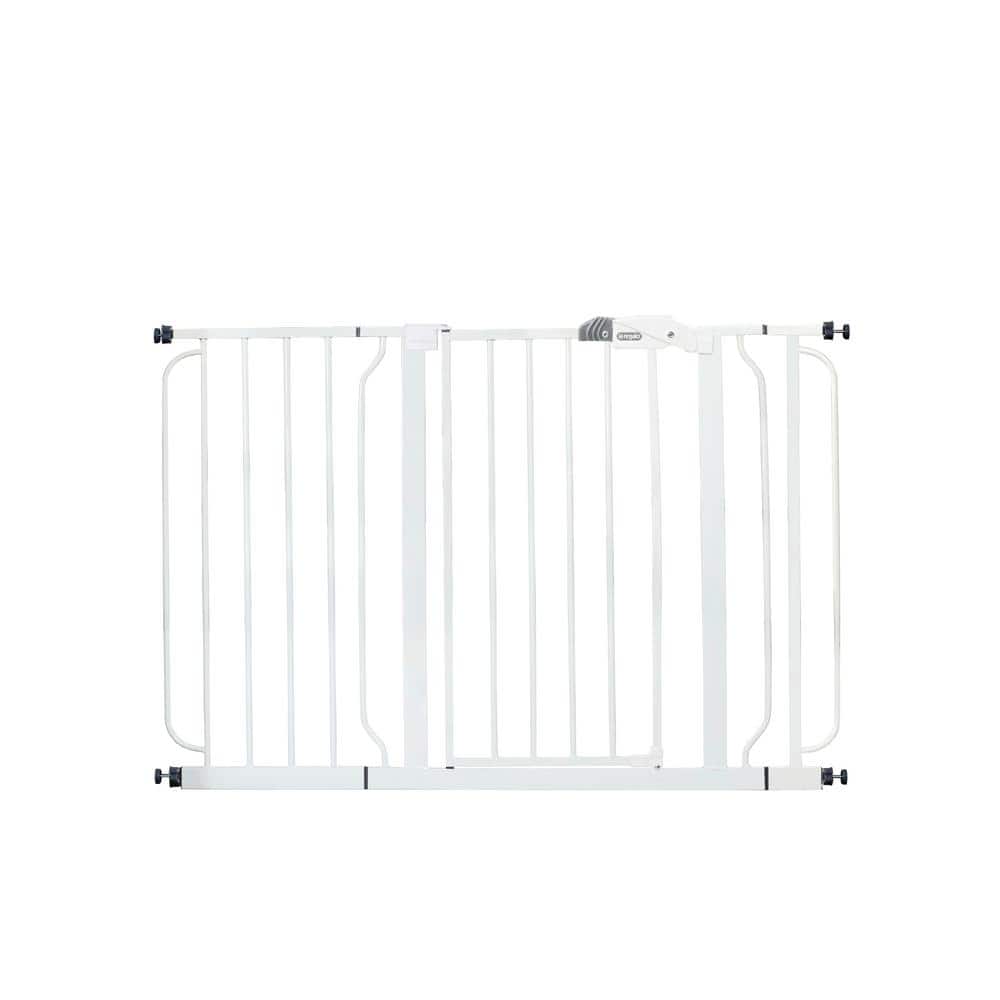 30 in. Easy Step Extra Wide Metal Walk Through Gate in White - Hercitys
