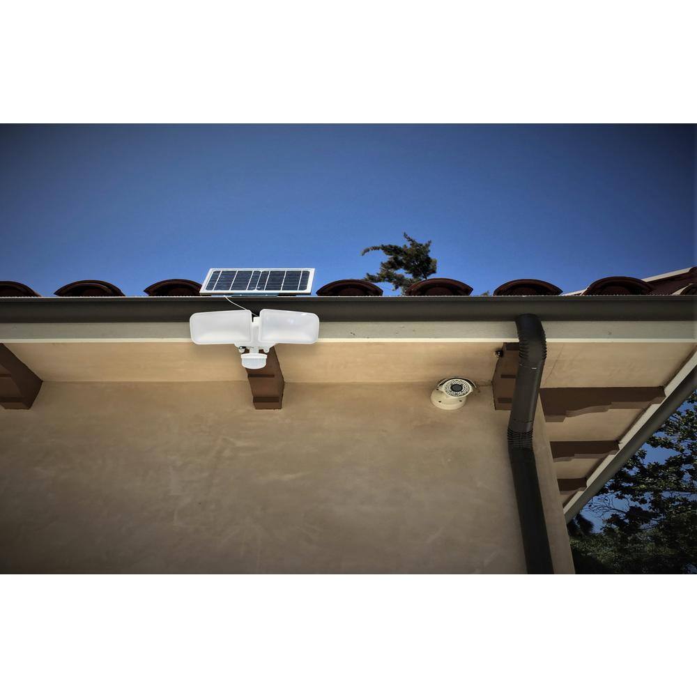 1200 Lumen 180 Degree Black Motion Dusk to Dawn Integrated LED AI Smart Area Flood Light w/Dual Side Solar Panel - Hercitys