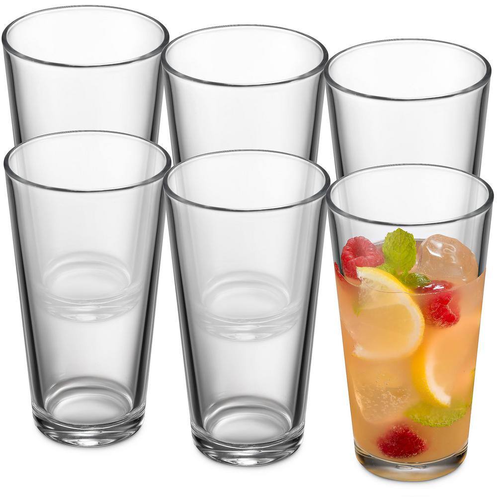 15.7 oz. Clear Glassware Set (Set of 6) Premium, Sleek, Collins For Bar and Restaurants, Dishwasher Safe - Hercitys