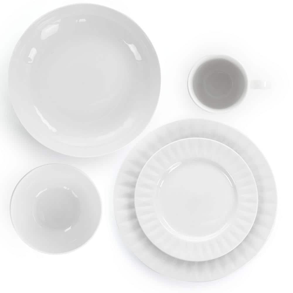18-Piece Sienna White Porcelain Dinnerware Set (Service for 4) - Hercitys