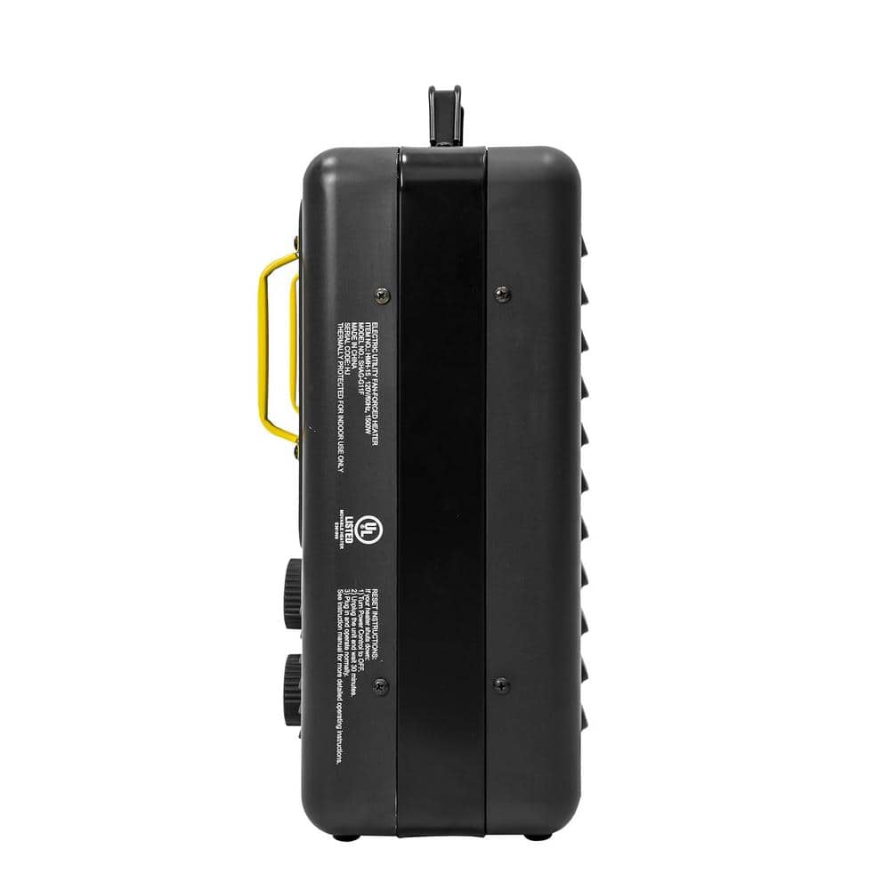 1500-Watt 15.5 in. Electric Convection Fan Space Heater with Thermostat, Stay Cool Durable Metal Housing, Black - Hercitys