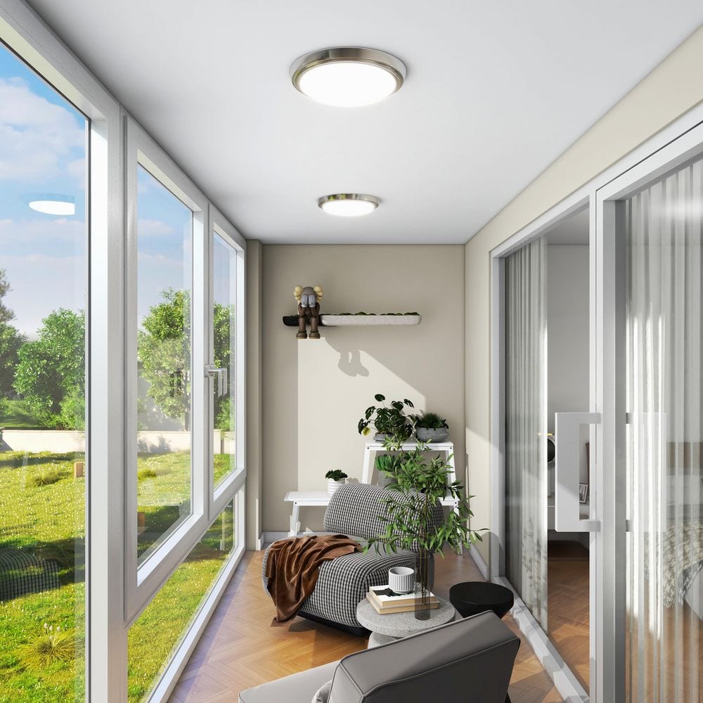 12.99 in. 1-Light Brushed Nickel Dimmable Selectable LED Ceiling Flush Mount (1-Pack) - Hercitys