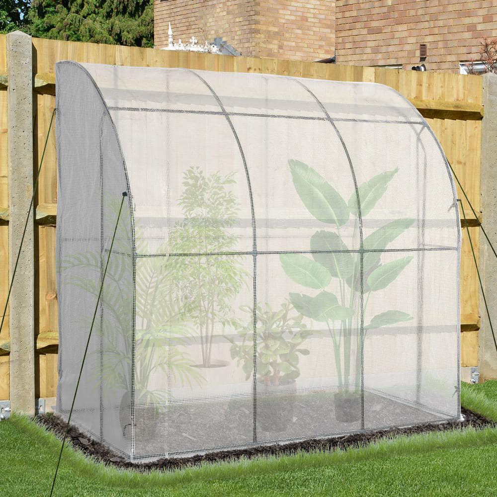 4 ft. x 7 ft. x 7 ft. Polyethylene Walk-In Tunnel Greenhouse with Zippered Roll-Up Door and Weather-Resistant Cover - Hercitys