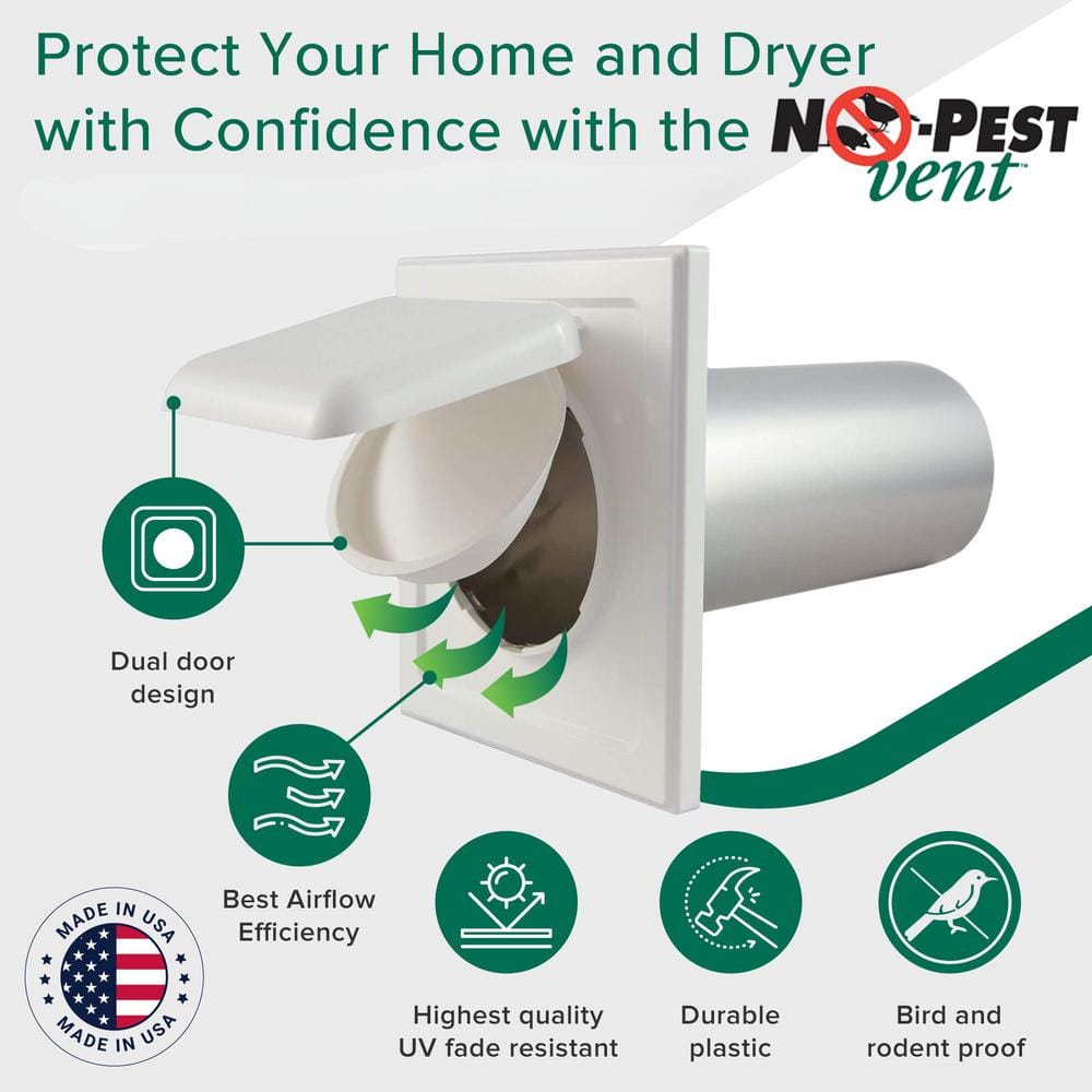 4 in. J Block or Wide-Mount Dual Door Wall Vent in White - Hercitys