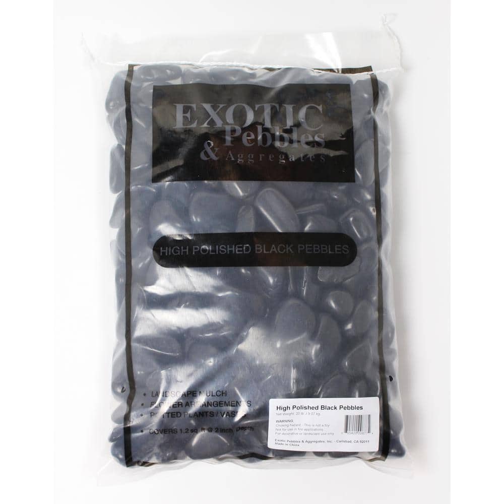 3/4 in. to 1.5 in. Premium High Polished Black Pebbles (20 lbs. Bag/ .02 cu. ft.) - Hercitys