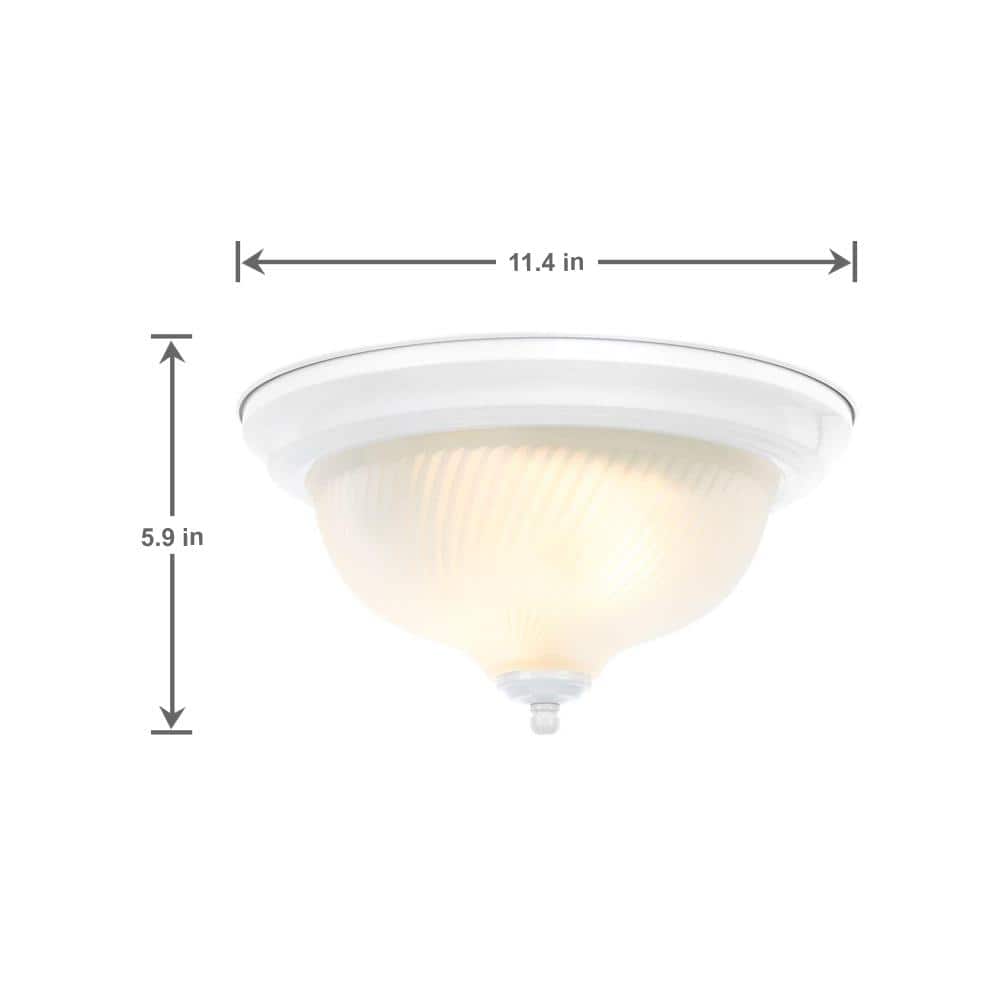 11 in. 2-Light White Flush Mount with Frosted Swirl Glass Shade - Hercitys