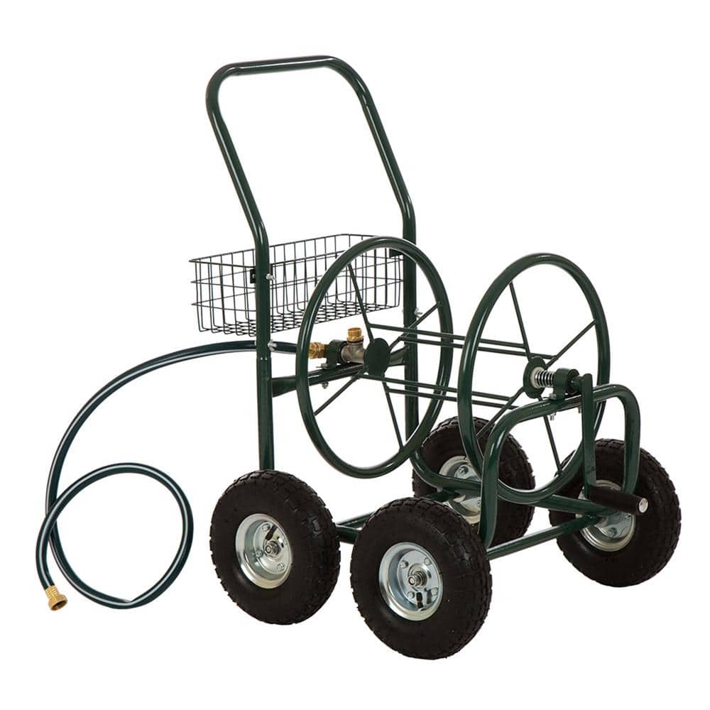 250 ft. Green Steel 4-Wheel Garden Hose Reel Cart - Hercitys