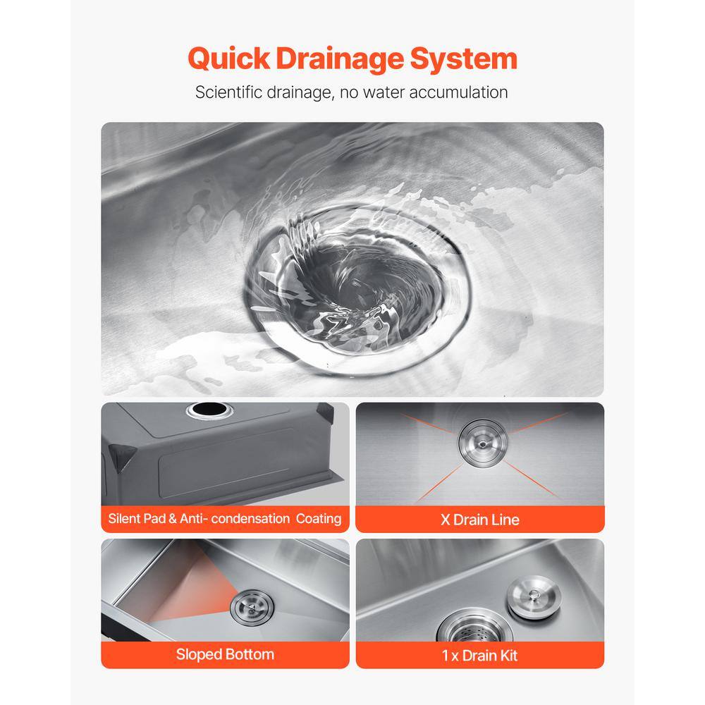 23 in. x 19 in. Drop-In Bathroom Sink Square Stainless Steel Semi-recessed Sink with Single Faucet Hole - Hercitys