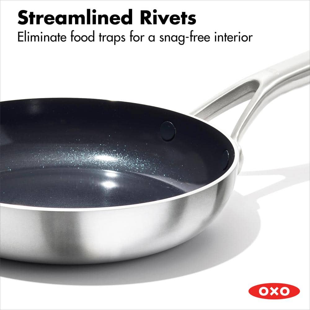 12 in. Stainless Steel Ceramic Tri-Ply Mira Series Non-Stick Frying Pan - Hercitys