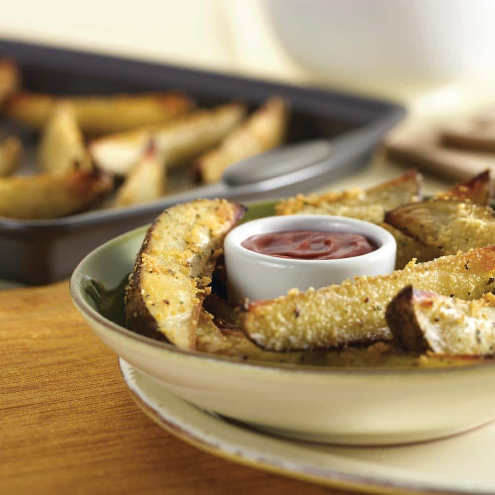 3-Piece Gray Bakeware Nonstick Cookie Pan Set with Sea Salt Gray Silicone Grips - Hercitys