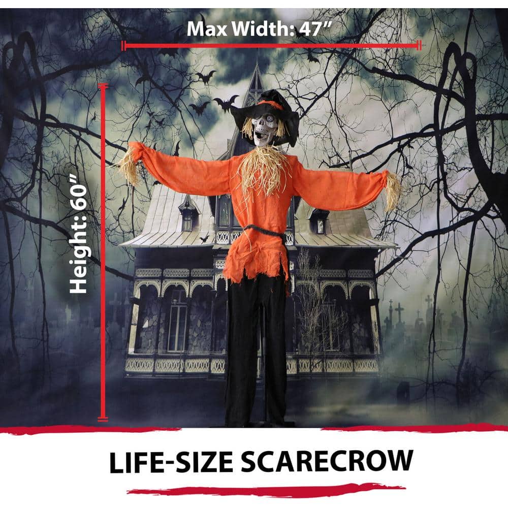 5 ft. Animatronic Skeleton Scarecrow Halloween Prop - Hercitys