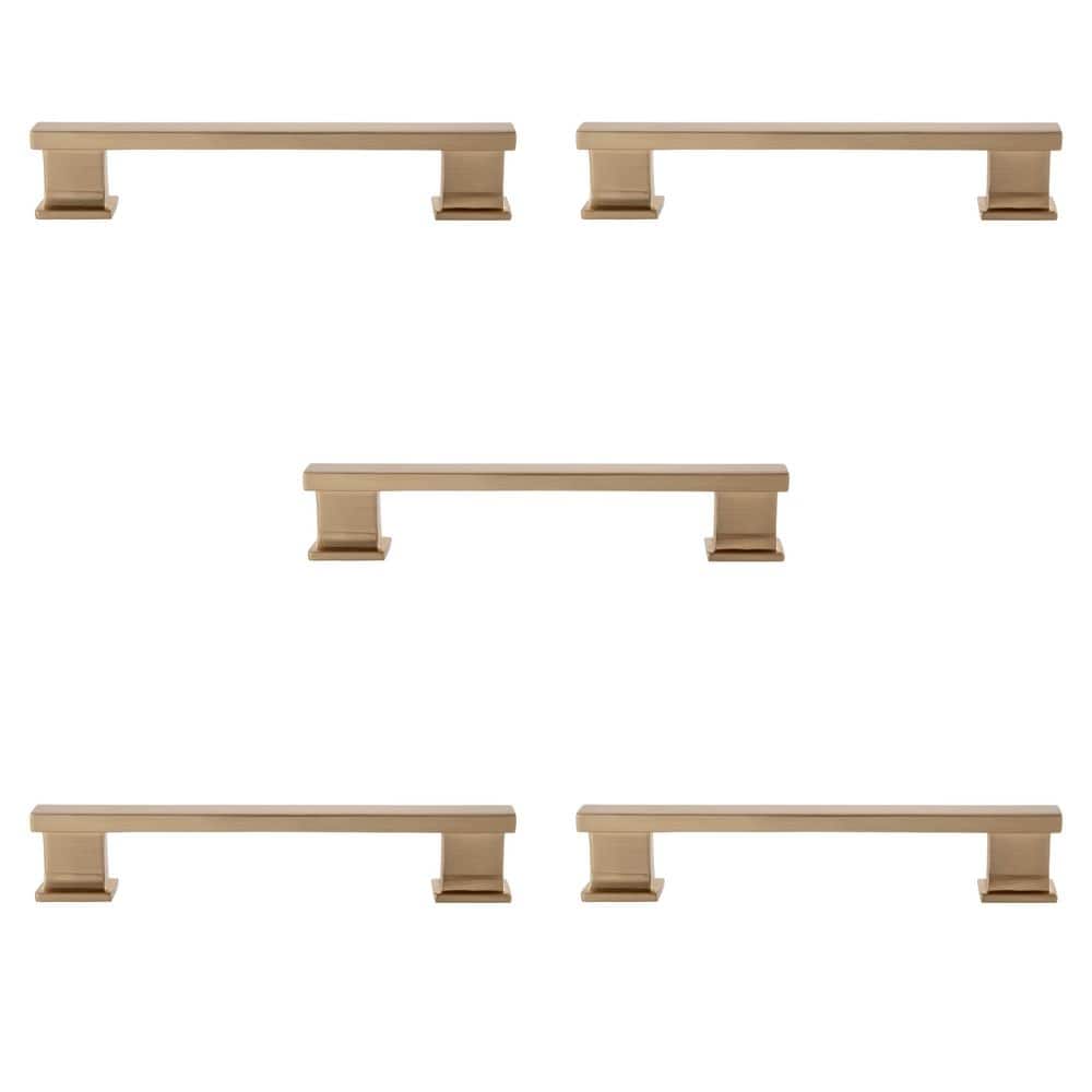 5-Pack High Desert 4-3/4 in. (121 mm) Center-to-Center Classic Satin Brass Bar Drawer Pull - Hercitys