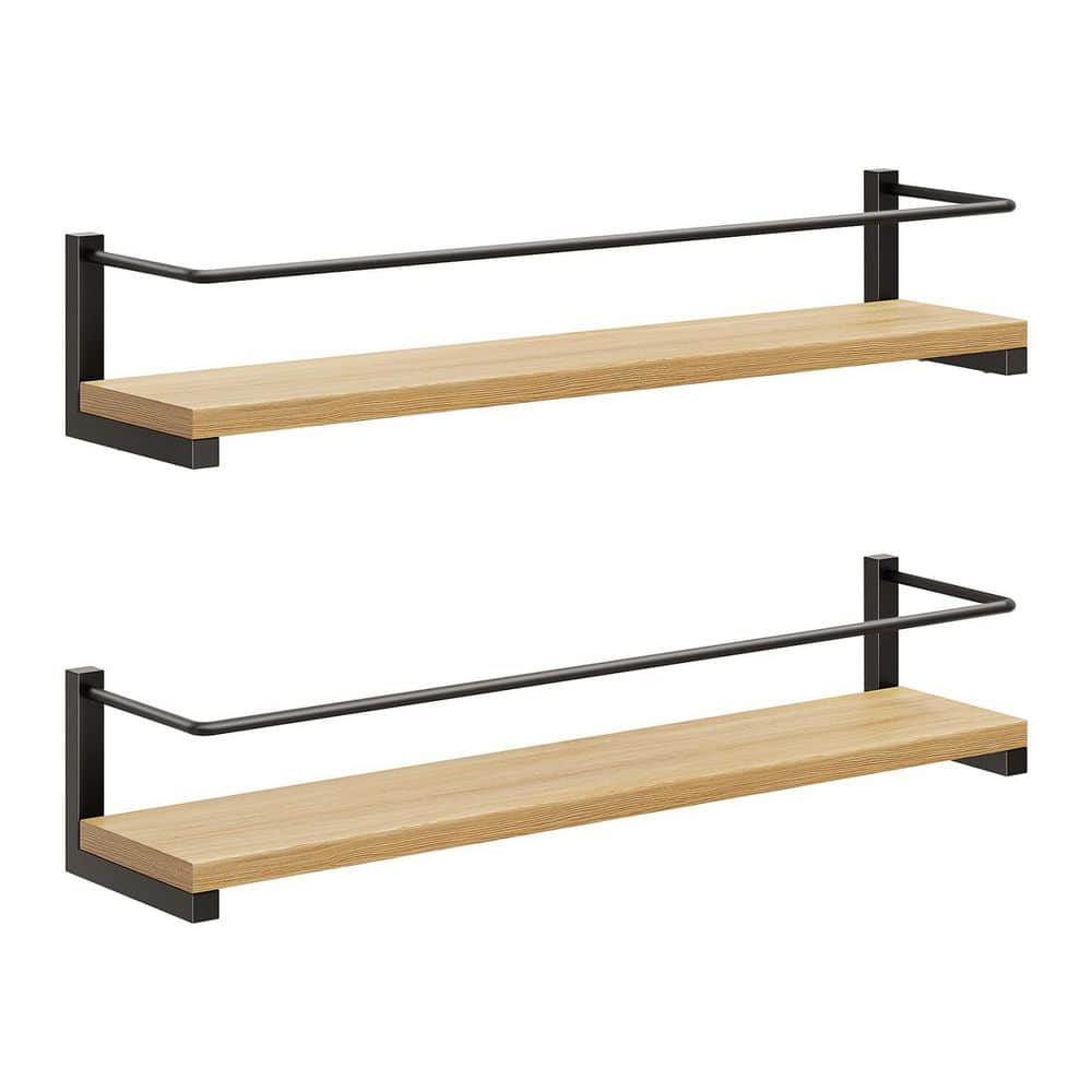 15.7 in. Rustic Wood Wall Mounted Spice Rack, Hanging Rack for Kitchen (2-Pack) - Hercitys