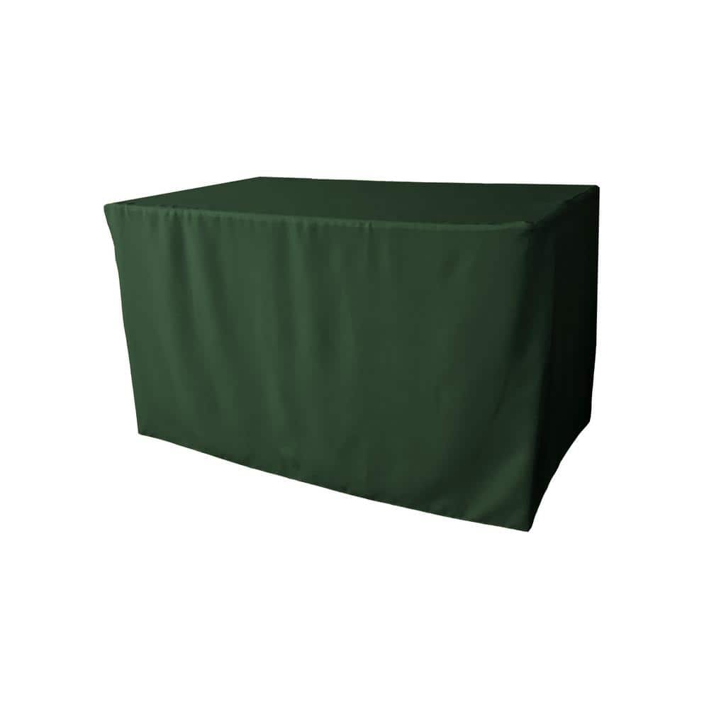 48 in. L x 30 in. W x 30 in. H Hunter Green Polyester Poplin Fitted Tablecloth - Hercitys
